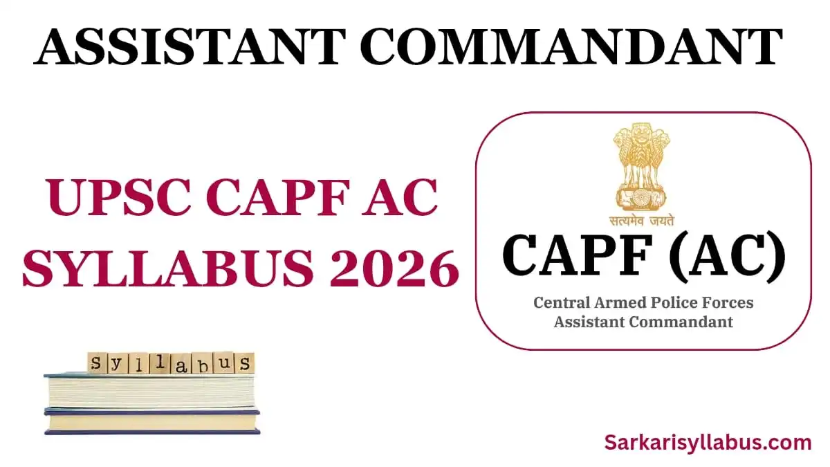 UPSC CAPF AC Syllabus 2026