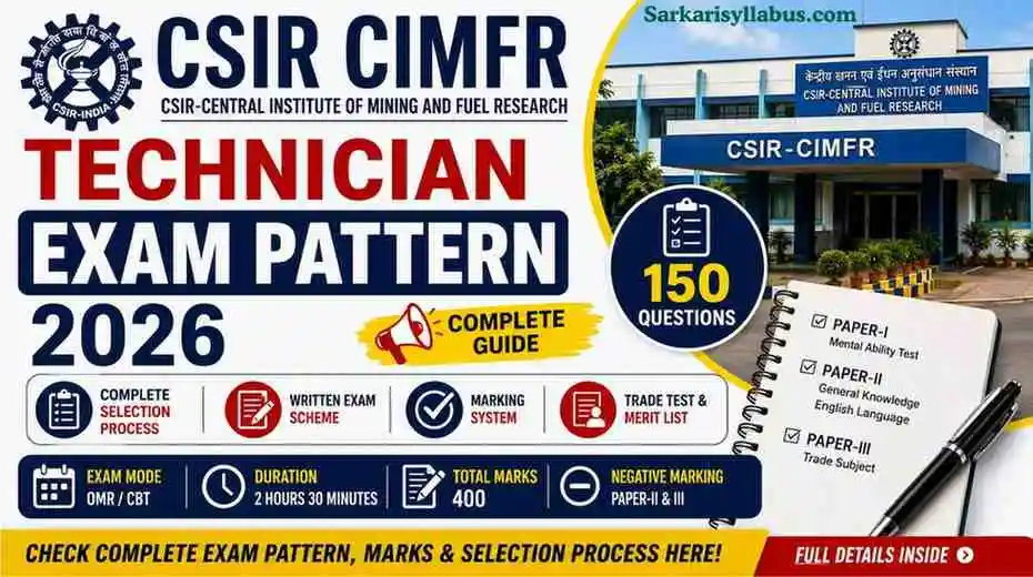 CSIR CIMFR Technician Exam Pattern 2026